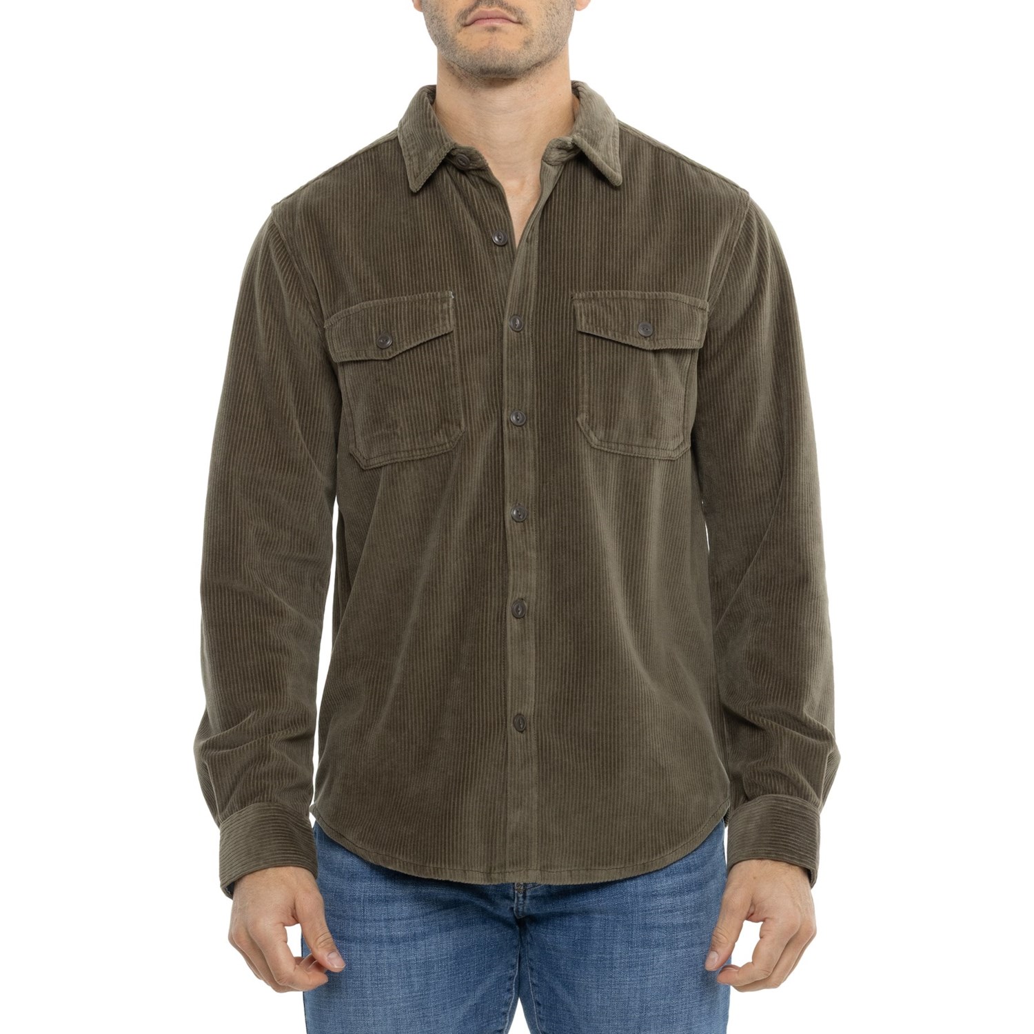 (取寄) ベスト ストレッチ コーデュロイ 2-ポケット シャツ - ロング スリーブ True Grit Best Stretch Corduroy 2-Pocket Shirt - Long Sleeve Olive