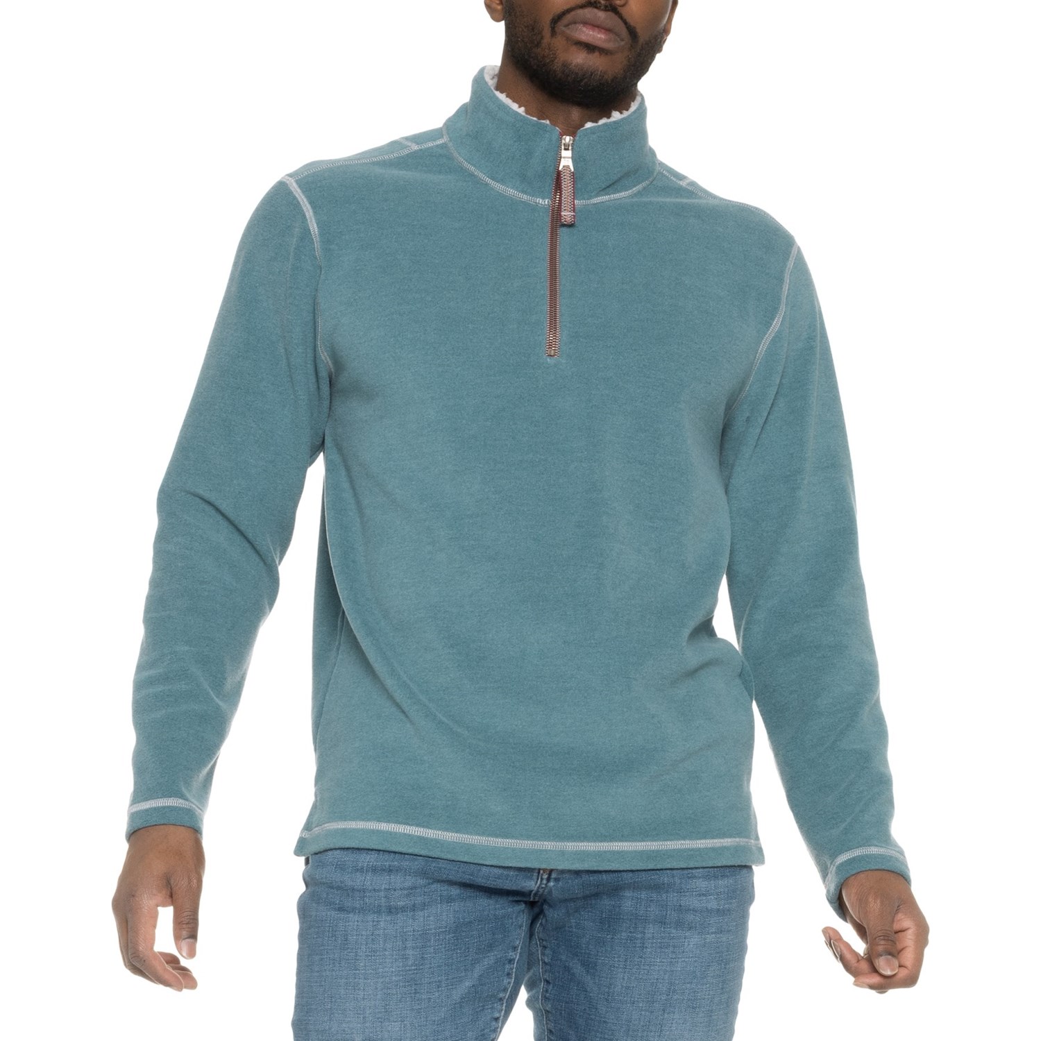 (取寄) メランジュ プルオーバー シャツ - ジップ ネック, ロング スリーブ True Grit Melange Pullover Shirt - Zip Neck, Long Sleeve Aqua