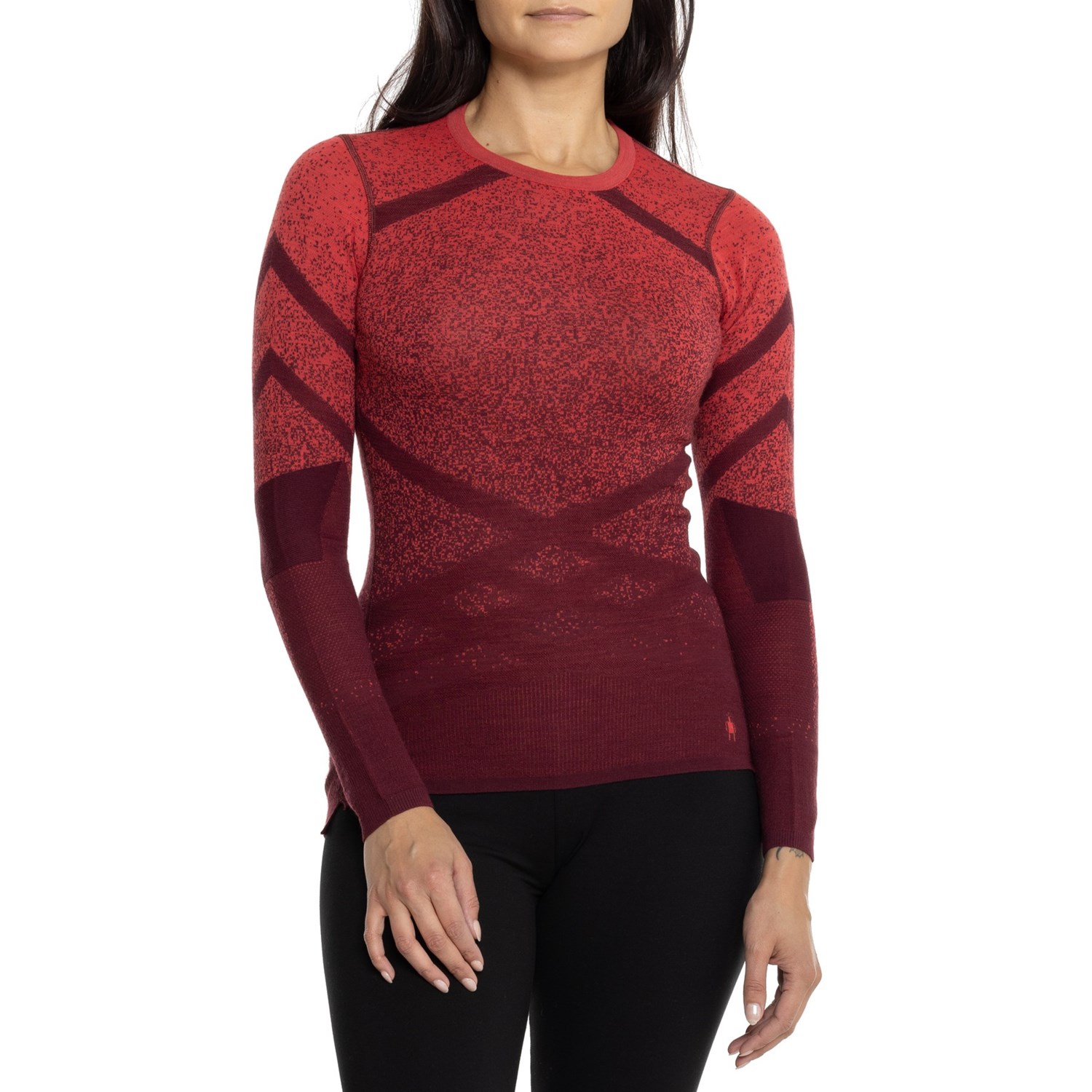 (取寄) スマートウール イントラニット メリノ 200 ベース レイヤー トップ - メリノ ウール, ロング スリーブ SmartWool Intraknit Merino 200 Base Layer Top - Merino Wool, Long Sleeve Nts Black Cherry/Scarlet