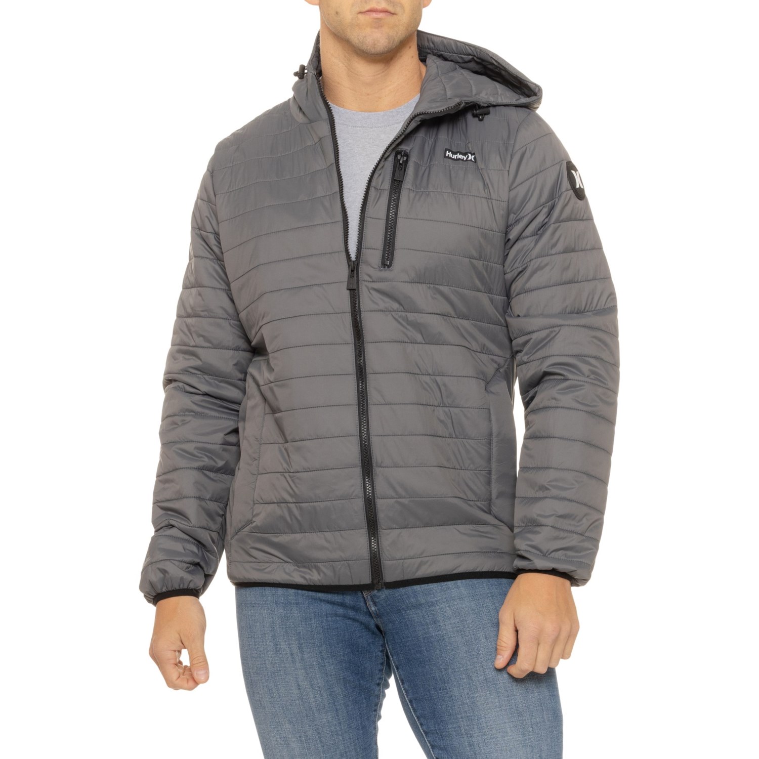 (取寄) ハーレー バルサム パッカブル パファー フーデット ジャケット - インサレーテッド Hurley Balsam Packable Puffer Hooded Jacket - Insulated Iron Grey
