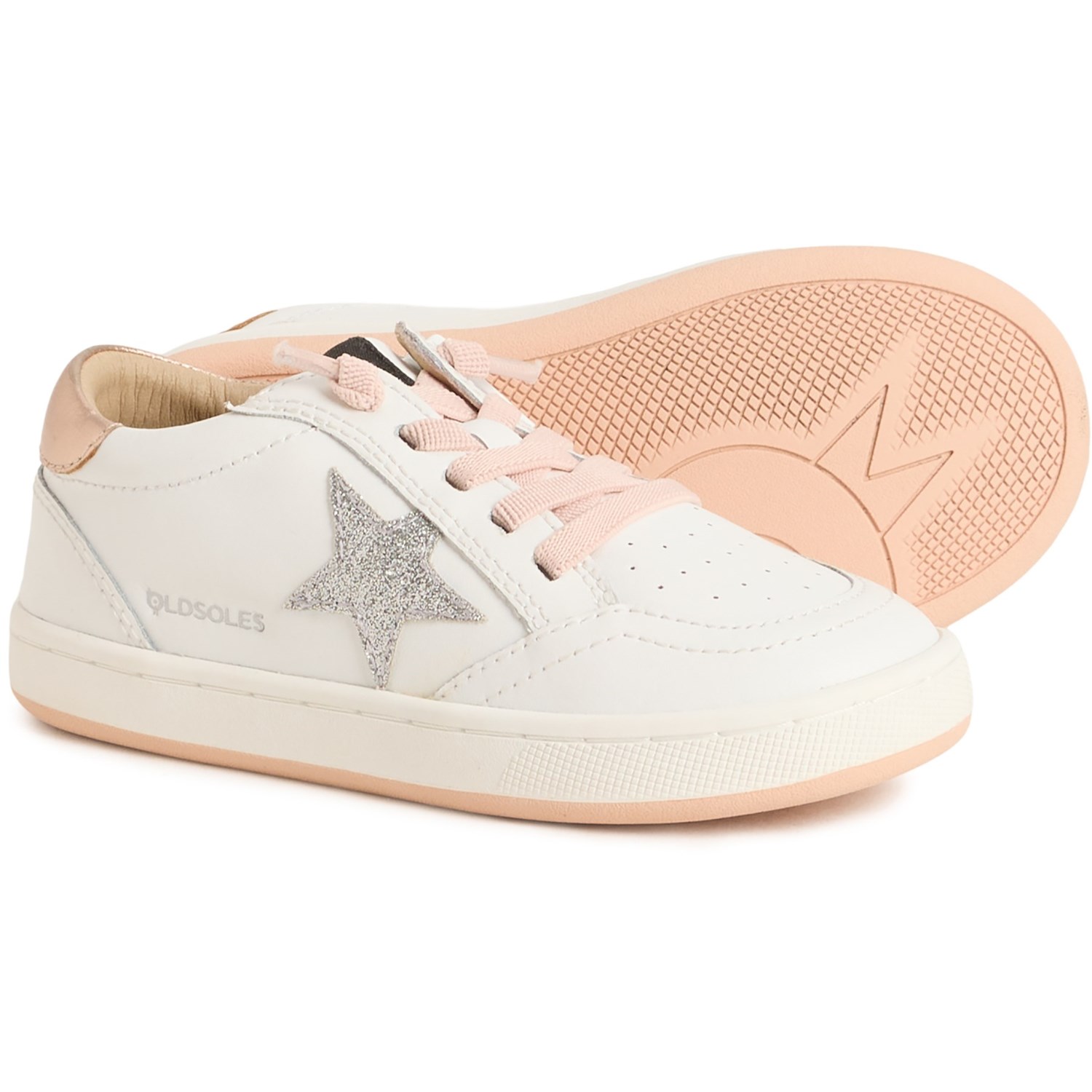(取寄) オールド ソールズ ガールズ プラチナム ランナー スニーカー - レザー OLD SOLES Girls Platinum Runner Sneakers - Leather Snow/Copper/Glam Argent