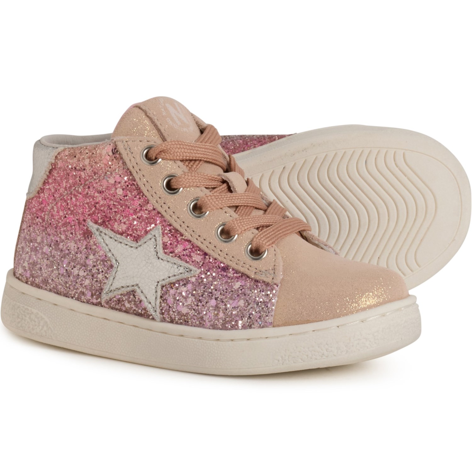 (取寄) ナチュリーノ ボーイズ アンド ガールズ ピン レインボー ハイ トップ スニーカー - スエード Naturino Boys and Girls Pinn Rainbow High Top Sneakers - Suede Pink-Multi