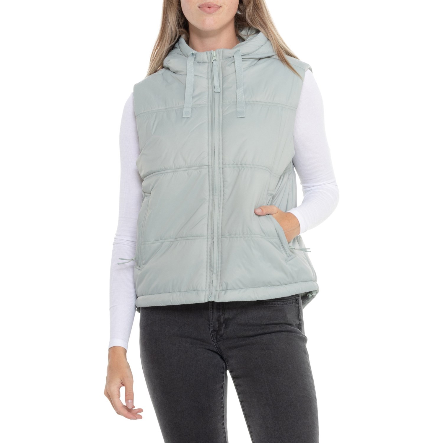 (取寄) リフアウトドア レディース リブ アウトドア フーデット パファー ベスト - インサレーテッド LIV OUTDOOR women Daphni Hooded Puffer Vest - Insulated Aqua Grey