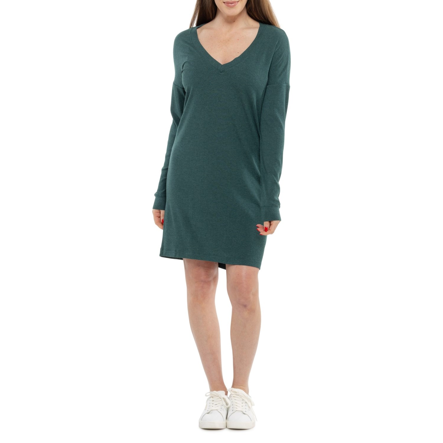 (取寄) ロレ レディース トラバース V-ネック ドレス - ロング スリーブ Lole women Traverse V-Neck Dress - Long Sleeve Amazonia Heather - V816｜ジェットラグ店