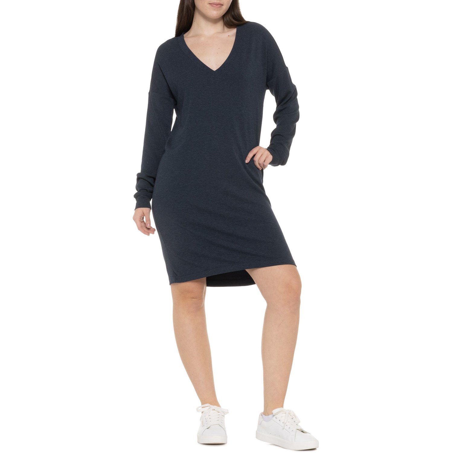 (取寄) ロレ レディース トラバース V-ネック ドレス - ロング スリーブ Lole women Traverse V-Neck Dress - Long Sleeve Outerspace Heather - Bb07｜ジェットラグ店
