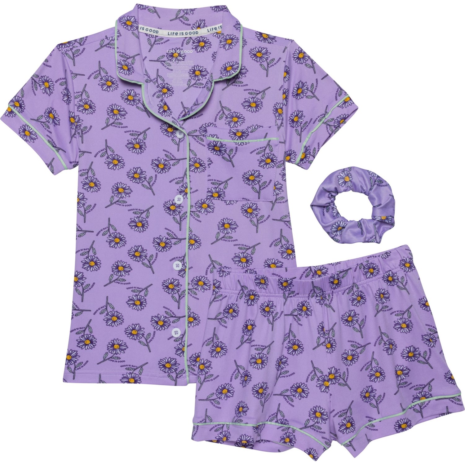 (取寄) ライフイズグッド キッズ ライフ イズ グッド リトル ガールズ プリンテッド パジャマ - ショート スリーブ Life is Good kids Life is GoodLittle Girls Printed Pajamas - Short Sleeve Sage Green_Lilac Purple