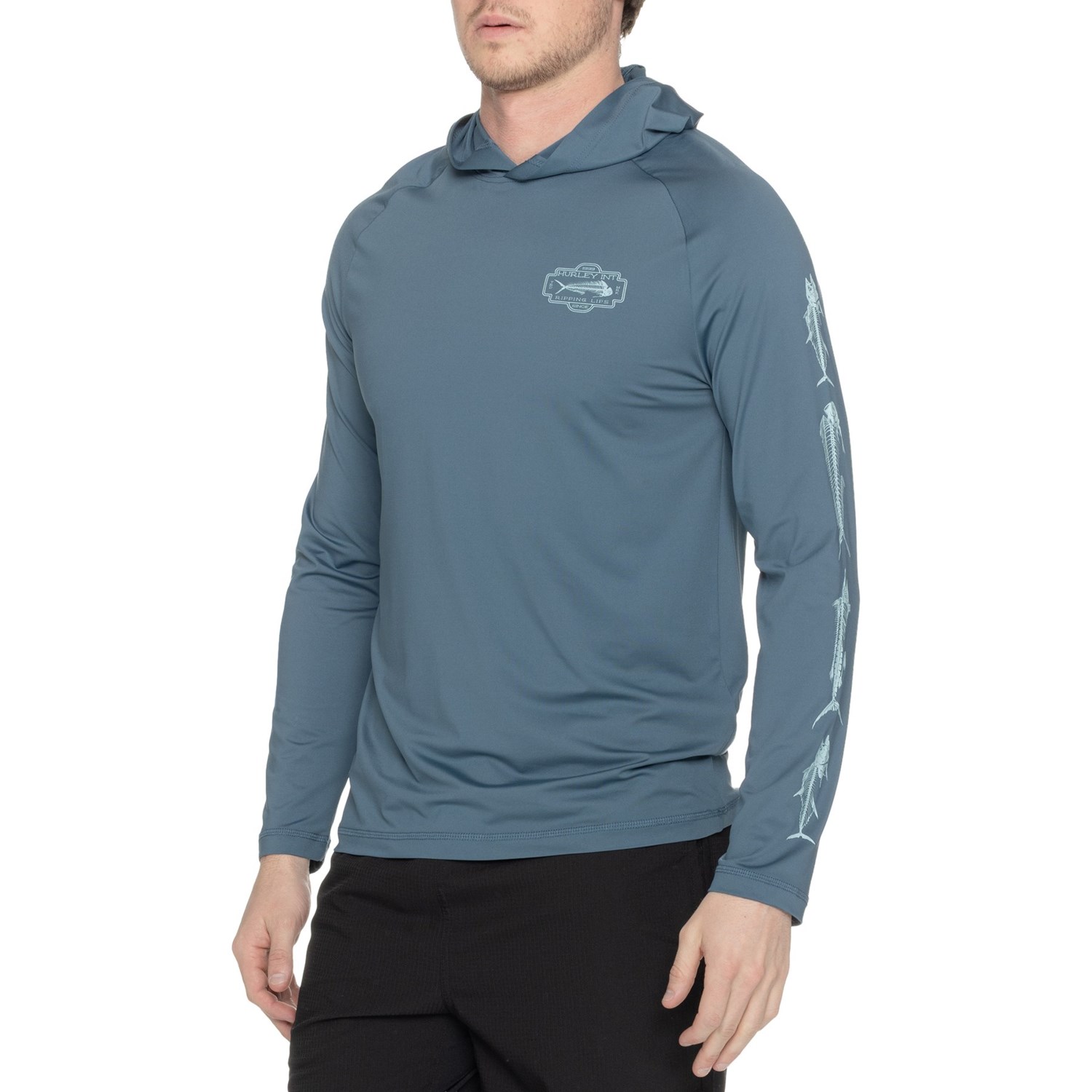 (取寄) ハーレーエグジスト メンズ ハーレー エグジスト ボーンズ フーデット サン シャツ - ロング スリーブ HURLEY EXIST men Bones Hooded Sun Shirt - Long Sleeve Grey Teal Blue