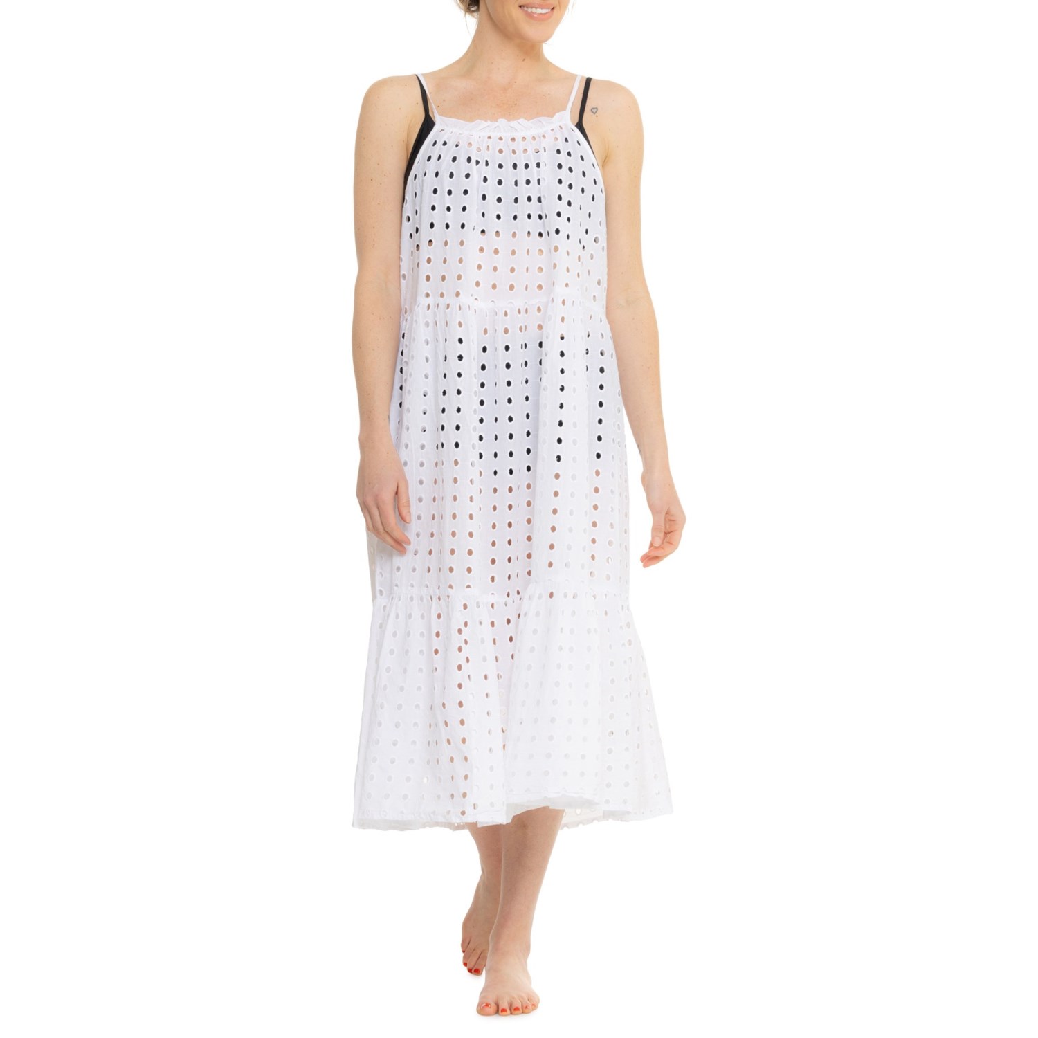 (取寄) レディース トゥルー デスティネーションズ アイレット マキシ ドレス - スリーブレス TRUE DESTINATIONS women Eyelet Maxi Dress - Sleeveless White|ジェットラグ店