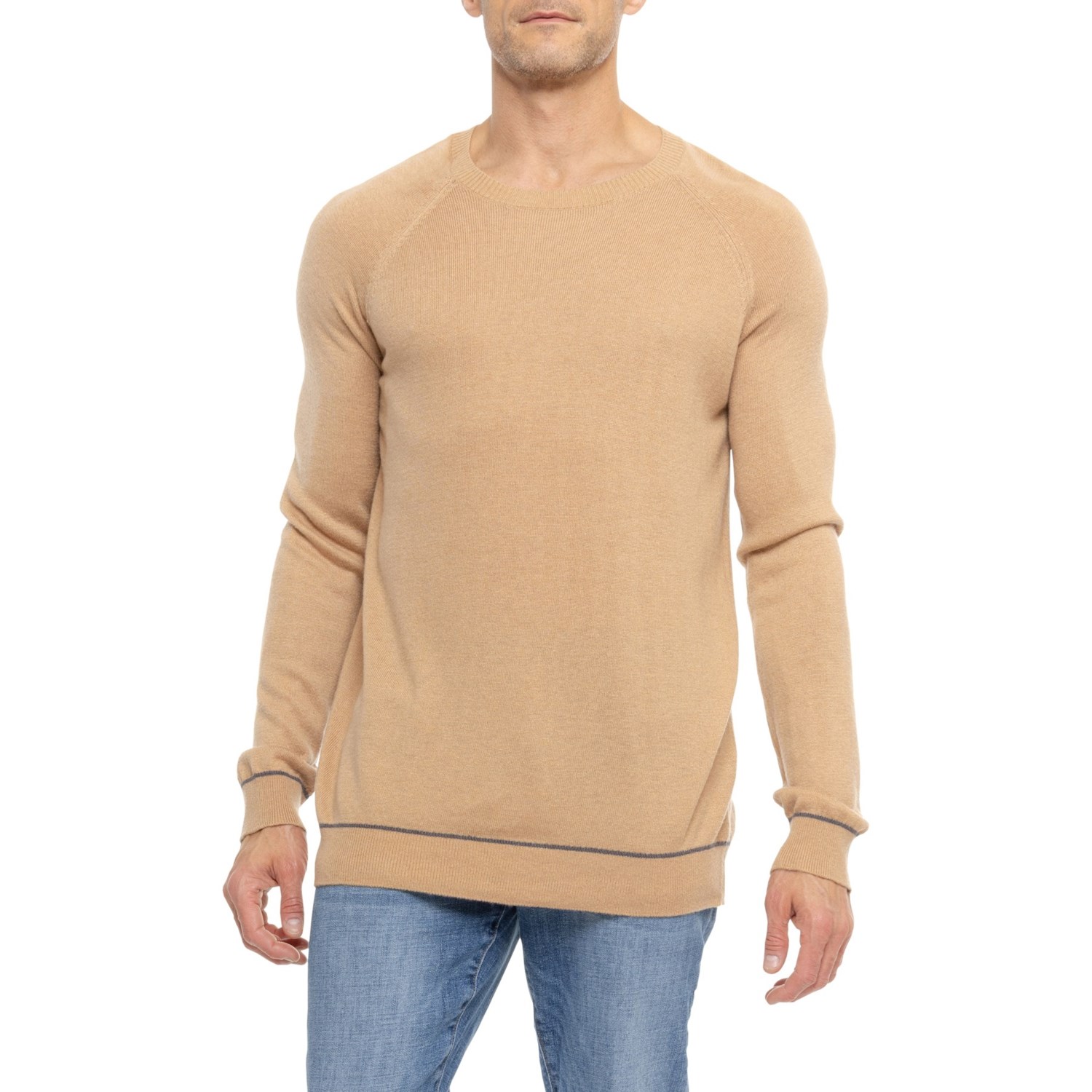 (取寄) メンズ グレイソン アンド ダン クルー ネック セーター - ウール-カシミヤ ブレンド Grayson and Dunn men Crew Neck Sweater - Wool-Cashmere Blend Camel｜ジェットラグ店