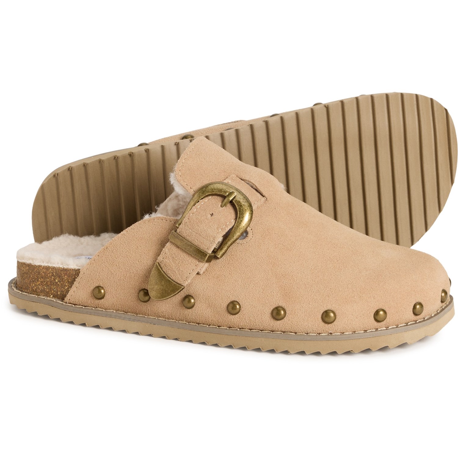 (取寄) クッションネア レディース ブロンコ フォー ファー-ラインド クロッグス - スエード Cushionaire women Bronco Faux Fur-Lined Clogs - Suede (For Women) Biscuit｜ジェットラグ店