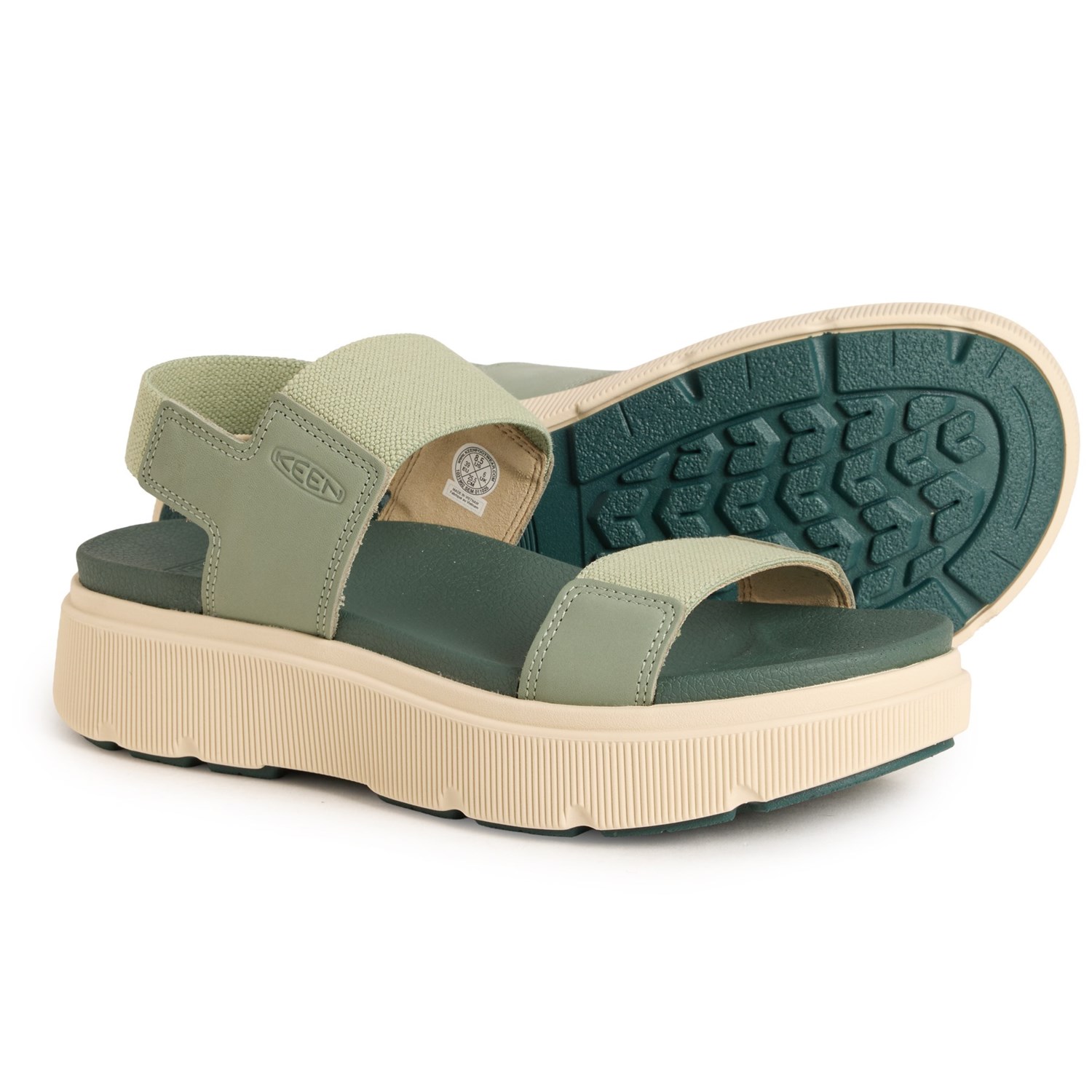 (取寄) キーン レディース キーン エル マイル バックストラップ サンダル - レザー Keen women Elle Mile Backstrap Sandals - Leather (For Women) Lily Pad_Dark Forest