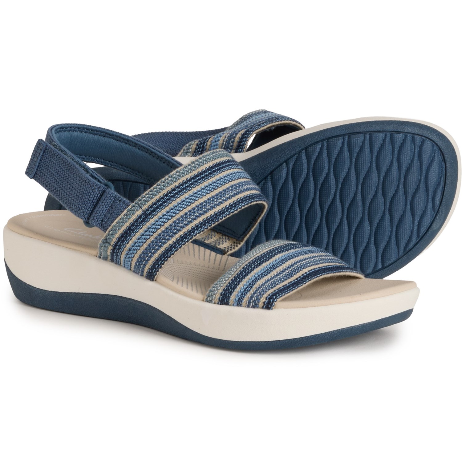 (取寄) クラークス レディース クラークス アーラ ストロール 2-ストラップ サンダル Clarks women Arla Stroll 2-Strap Sandals (For Women) Blue Combi｜ジェットラグ店