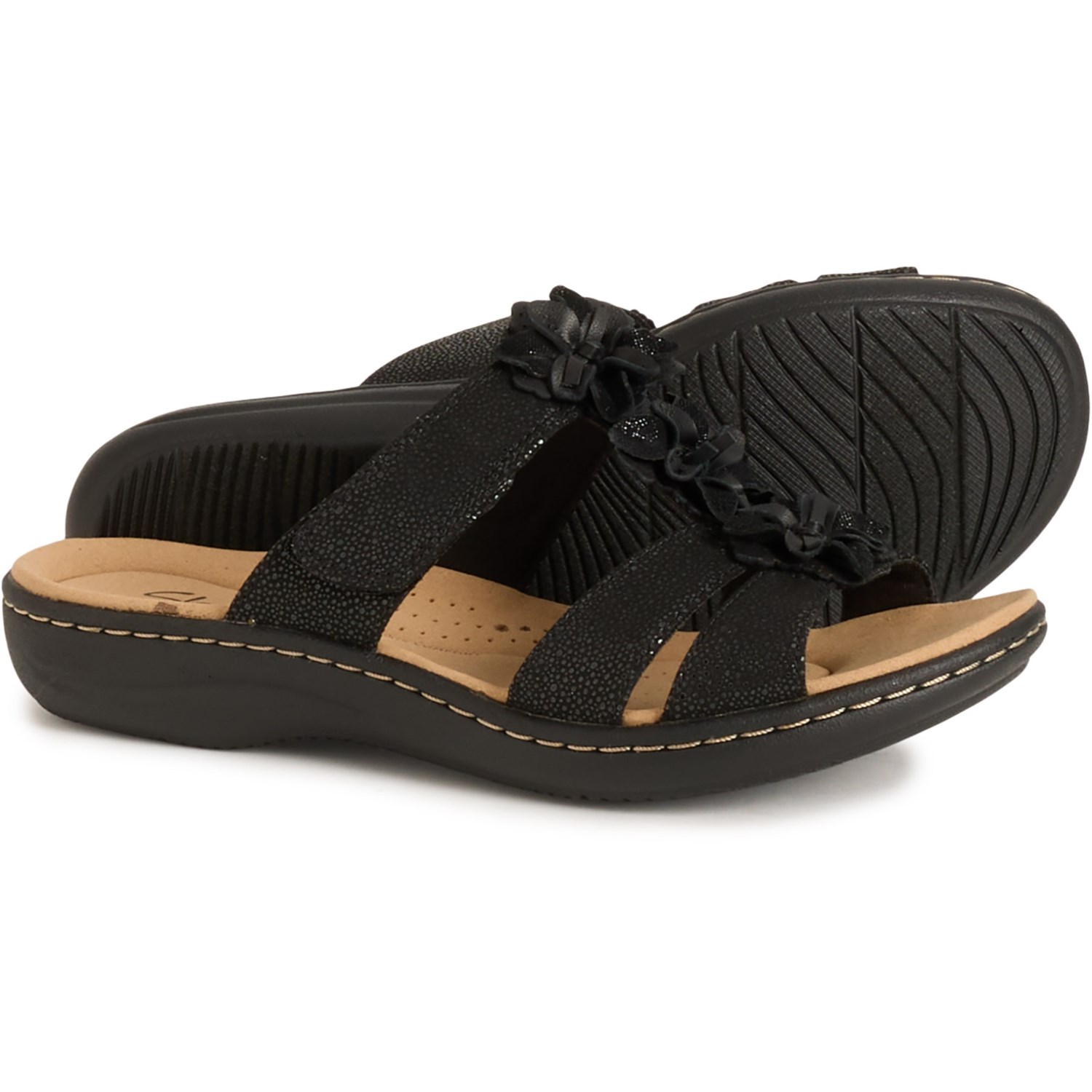 (取寄) クラークス レディース クラークス ローリアン ギャンブル スライド サンダル Clarks women Laurieann Judi Slide Sandals (For Women) Black Suede