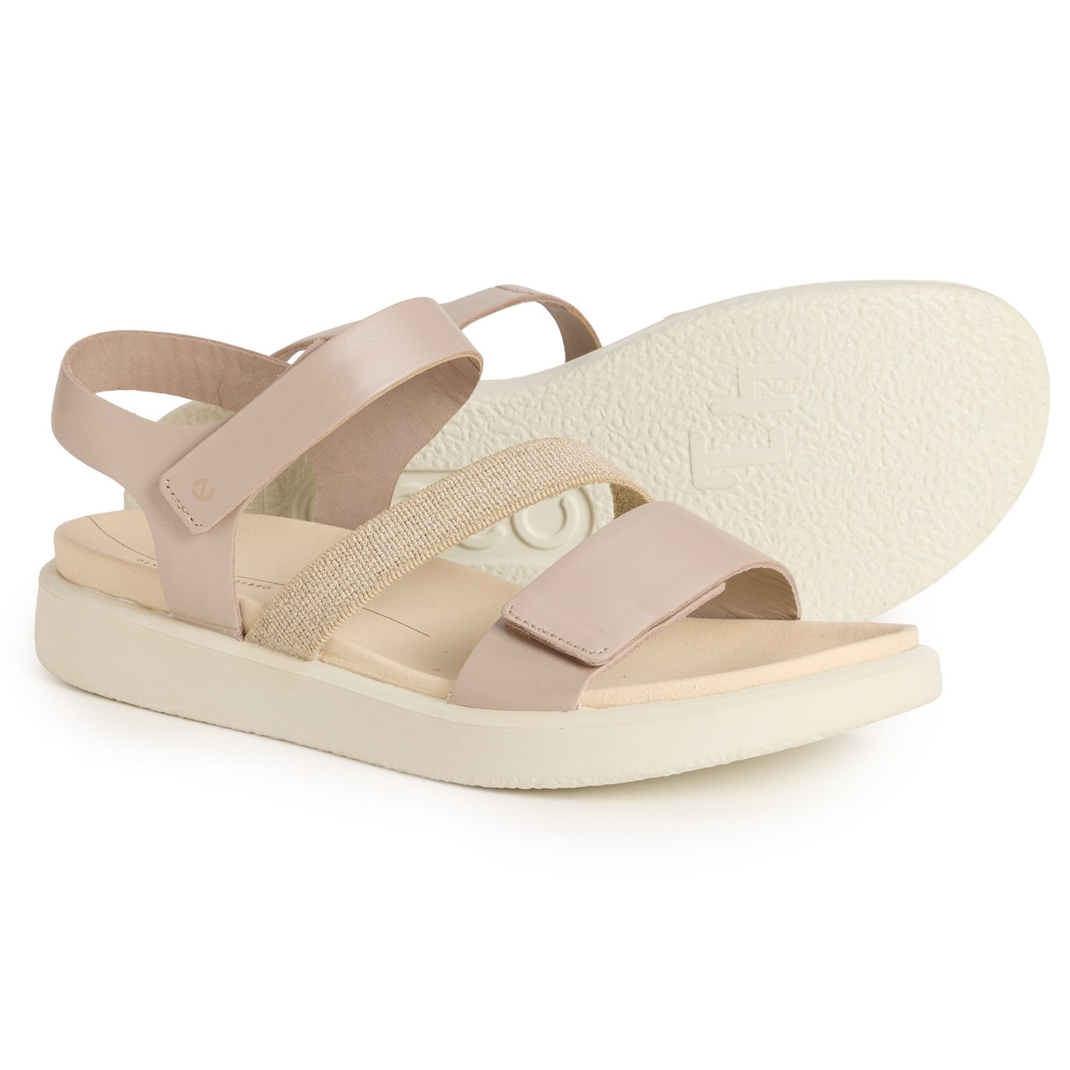 (取寄) エコー レディース ECCO フロート レザー ウェッジ サンダル - レザー ECCO women Flowt Leather Wedge Sandals - Leather (For Women) Grey Rose Metallic
