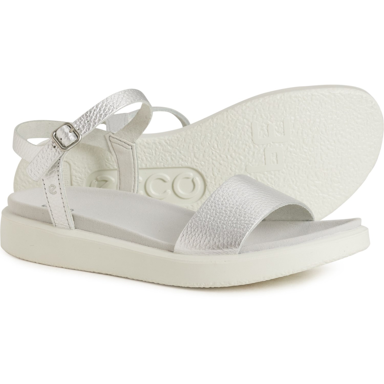 (取寄) エコー レディース ECCO フロート サンダル - レザー ECCO women Flowt Sandals - Leather (For Women) Silver Metallic
