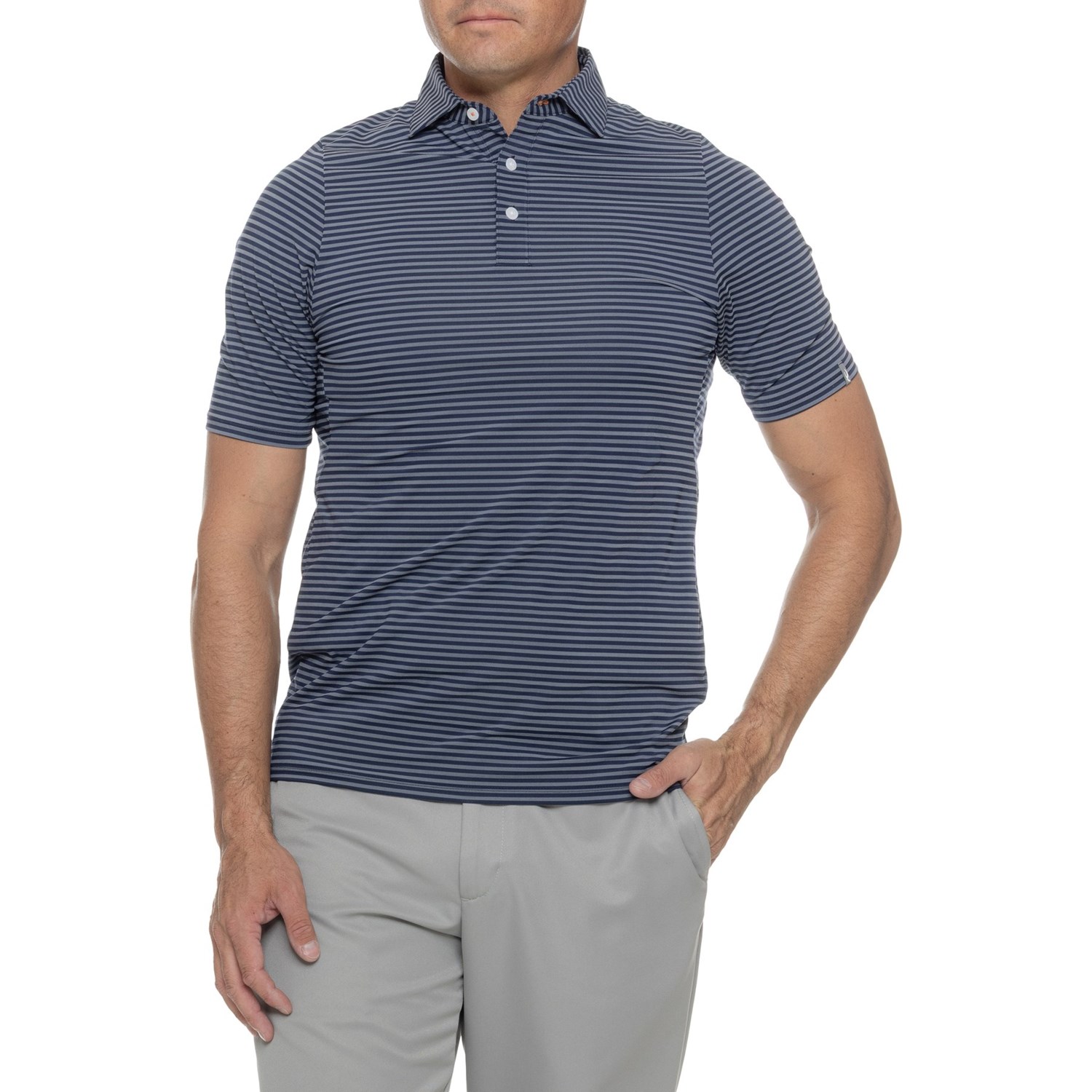 (取寄) チュース メンズ ソーレン ストライプ ポロ シャツ - Upf 50以上, ショート スリーブ KJUS men Soren Stripe Polo Shirt - UPF 50+, Short Sleeve Atlanta Blue