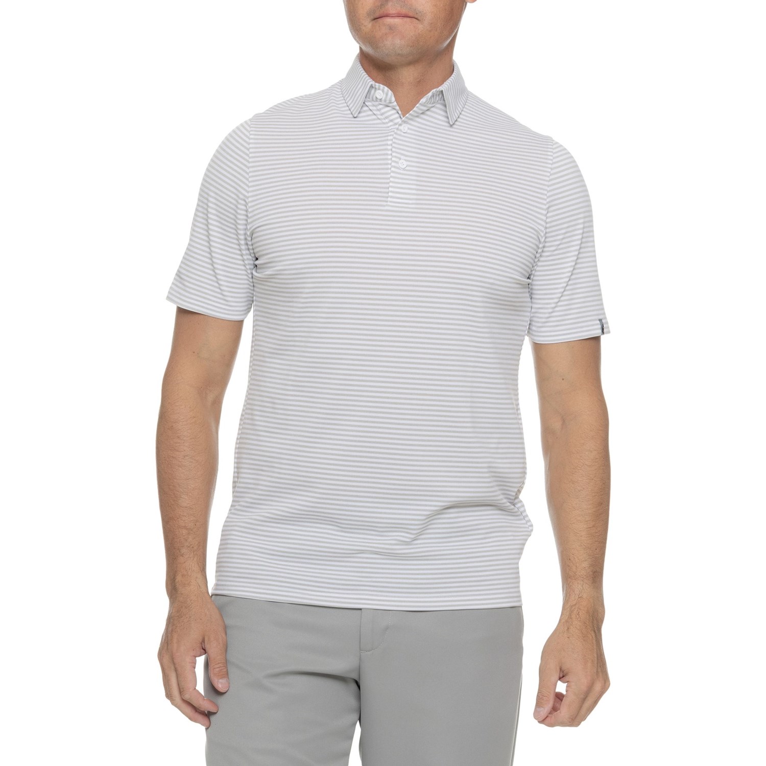 (取寄) チュース メンズ リー ストライプ ポロ シャツ - ショート スリーブ KJUS men Lee Stripe Polo Shirt - Short Sleeve White-Alloy