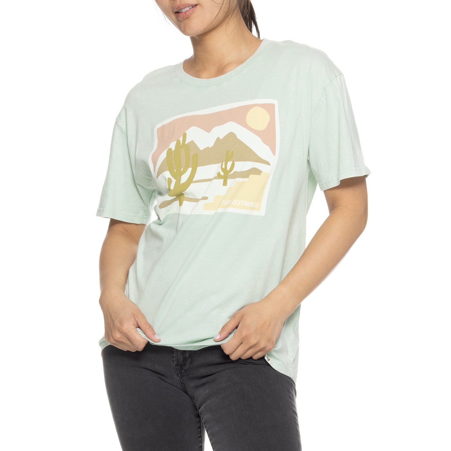 (取寄) リフアウトドア レディース リブ アウトドア レーガン オーバーサイズ T-シャツ - ショート スリーブ LIV OUTDOOR women Reagan Oversized T-Shirt - Short Sleeve Green Print 2