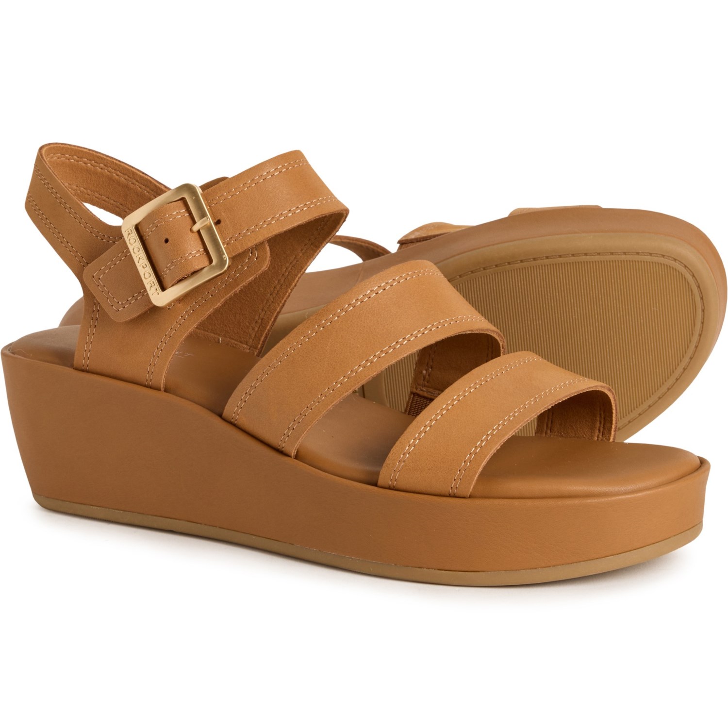 (取寄) ロックポート レディース ロックポート ウェッジ サンダル - レザー Rockport women Anala Wedge Sandals - Leather (For Women) Natural｜ジェットラグ店