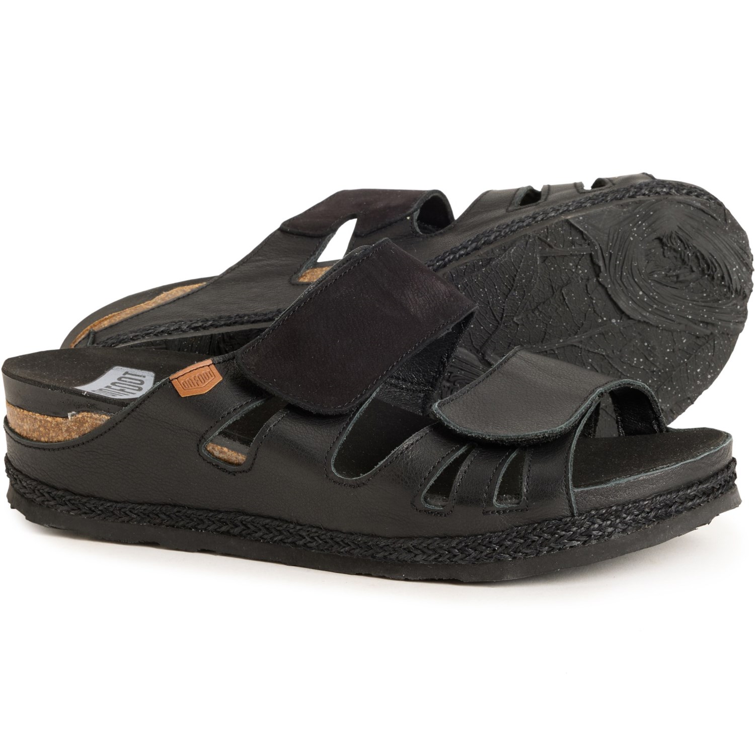 (取寄) レディース オン フット メイド イン スペイン 222 オープン バック サンダル - レザー On Foot women Made in Spain Sandalia 222 Open Back Sandals - Leather (For Women) Black
