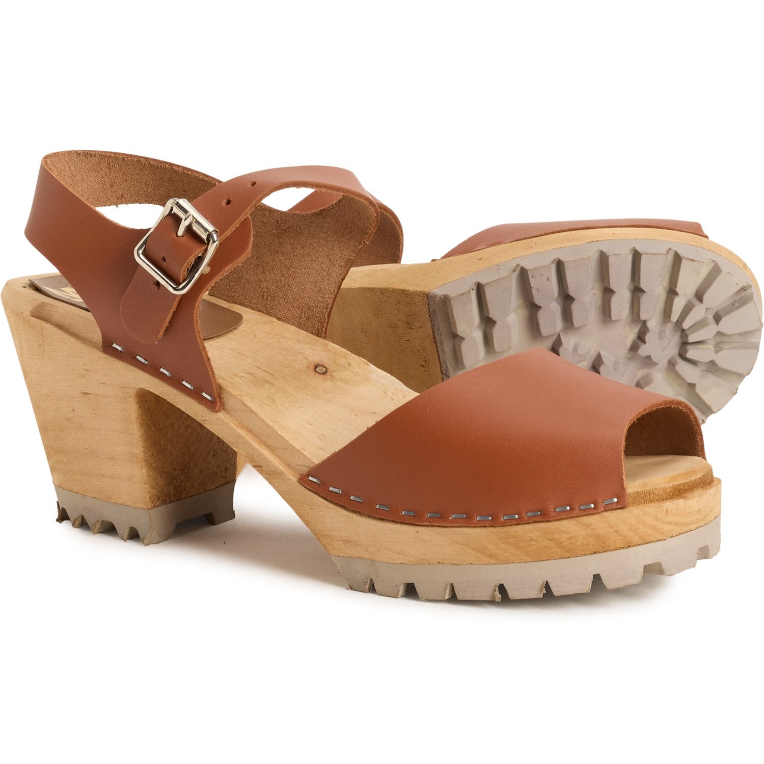 (取寄) ミア レディース ミア メイド イン ヨーロッパ グレタ スウィーディッシュ クロッグ サンダル - レザー MIA women Made in Europe Greta Swedish Clog Sandals - Leather (For Women) Luggage｜ジェットラグ店