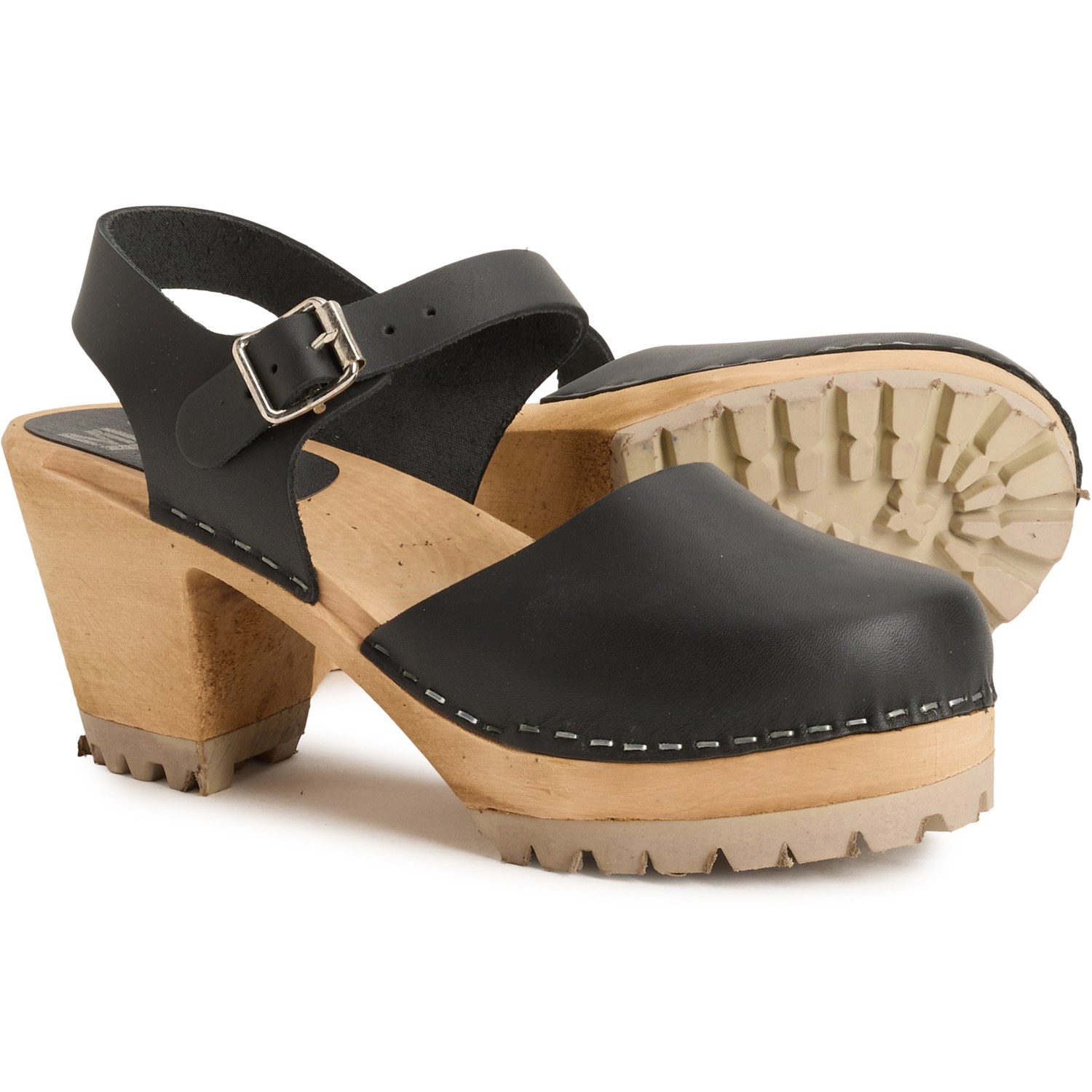 (取寄) ミア レディース ミア メイド イン ヨーロッパ アバ メアリー ジーン スウィーディッシュ クロッグス - レザー MIA women Made in Europe Abba Mary Jane Swedish Clogs - Leather (For Women) Black|ジェットラグ店
