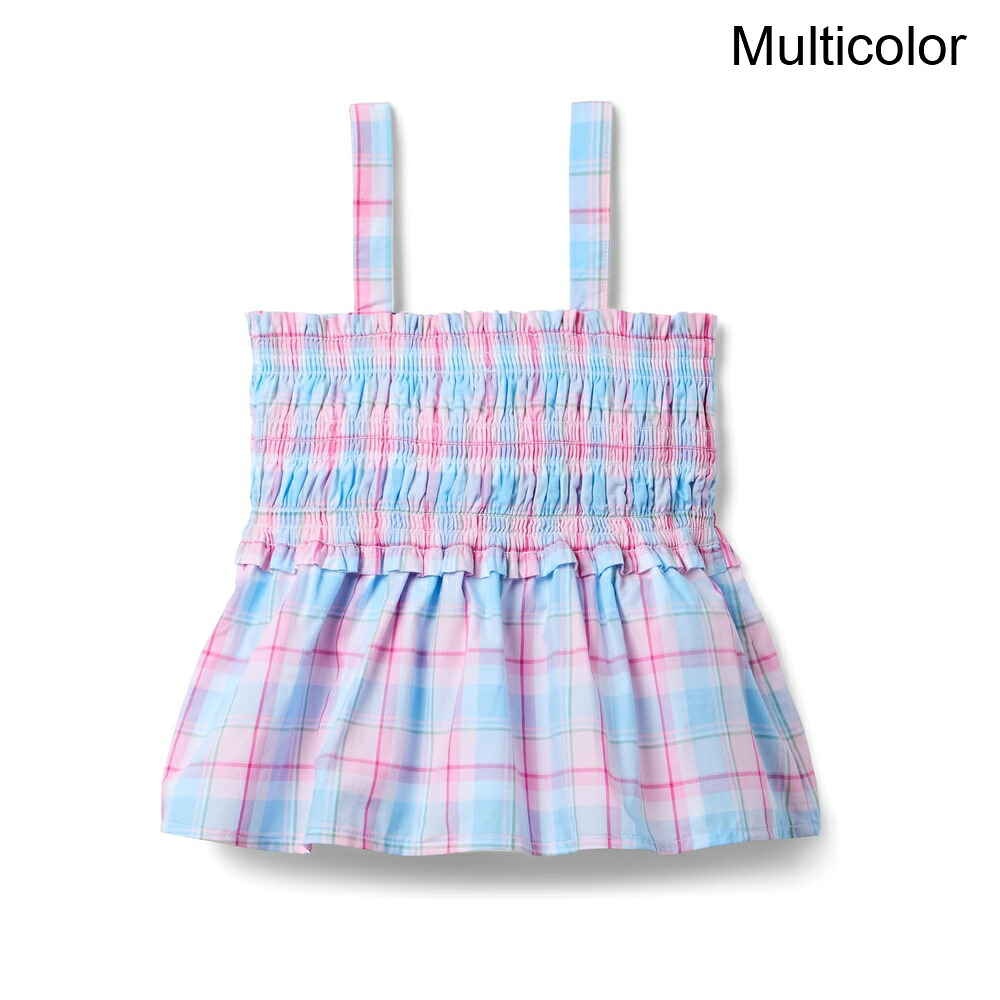 (取寄) ジャニーズ・アンド・ジャック スモックドマドラストップ（トドラー/リトルキッド/ビッグキッド） janie and jack Smocked Madras Top (toddler/Little Kid/Big Kid)｜ジェットラグ店