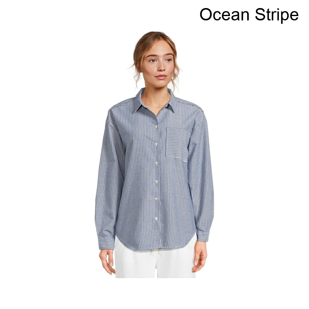 (取寄) モド・オ・ドック ロングスリーブストライプオーバーサイズシャツ mod-o-doc Long Sleeve Striped Oversized Shirt｜ジェットラグ店
