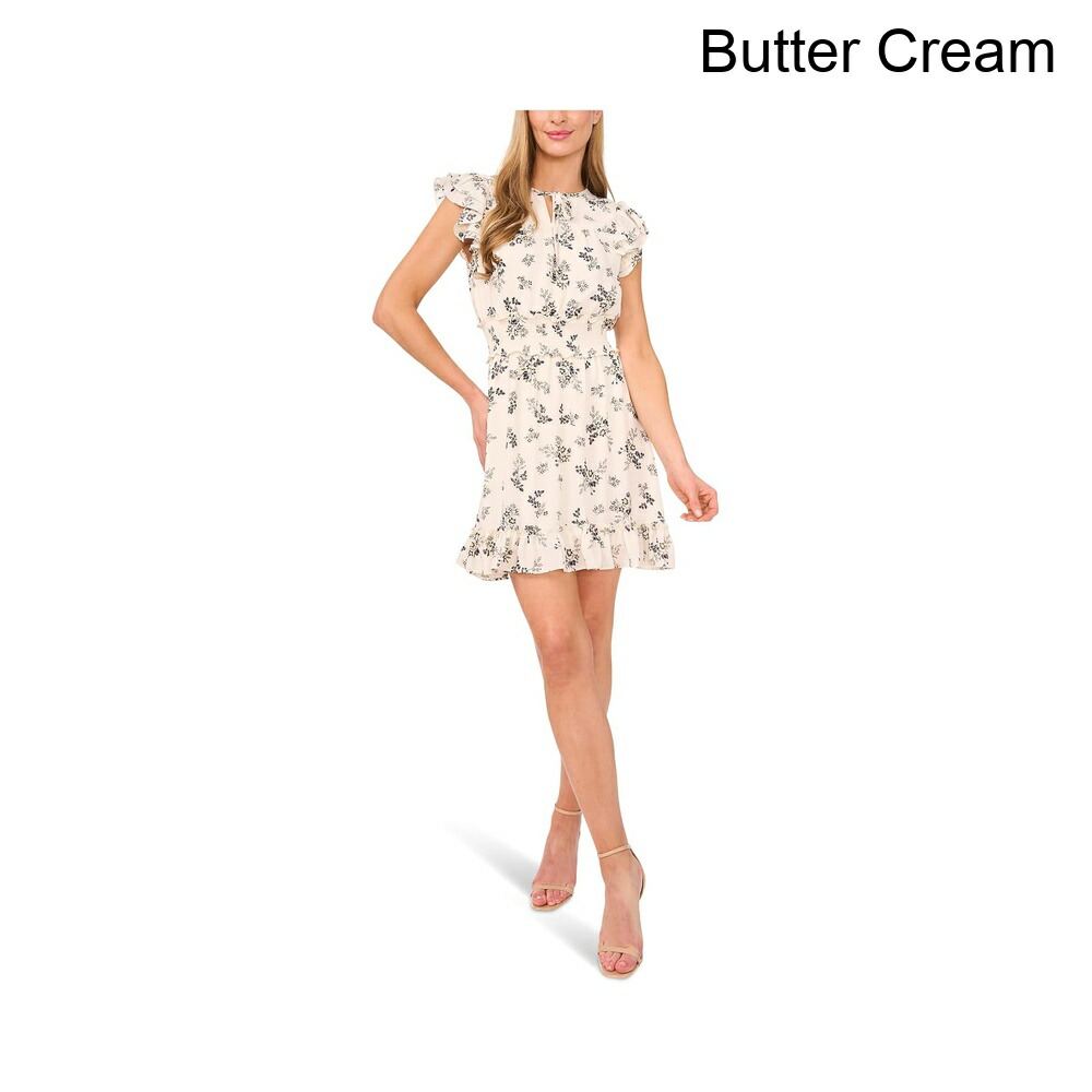 (取寄) セセ スモックウエストフラッタースリーブミニドレス cece Smocked Waist Flutter Sleeve Mini Dress｜ジェットラグ店