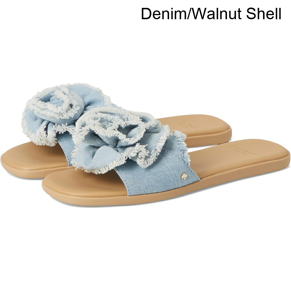 (取寄) ケイト・スペード フローリッシュデニムフラットサンダル kate spade new york Flourish Denim Flat Sandals｜ジェットラグ店