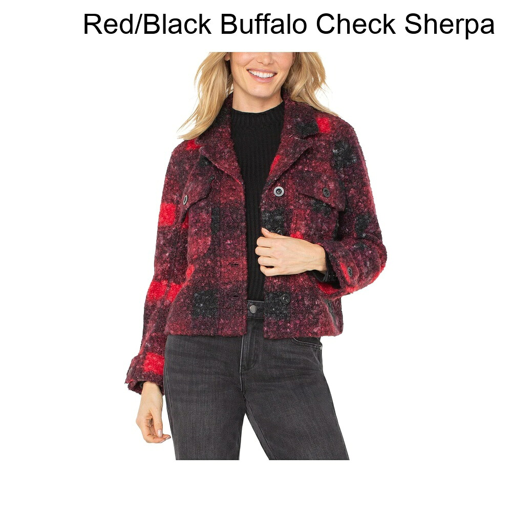 (取寄) リバプール・ロサンゼルス ボタンフロントバッファローチェックシャーパボクシーシャケット liverpool los angeles Button Front Buffalo Check Sherpa Boxy Shacket｜ジェットラグ店