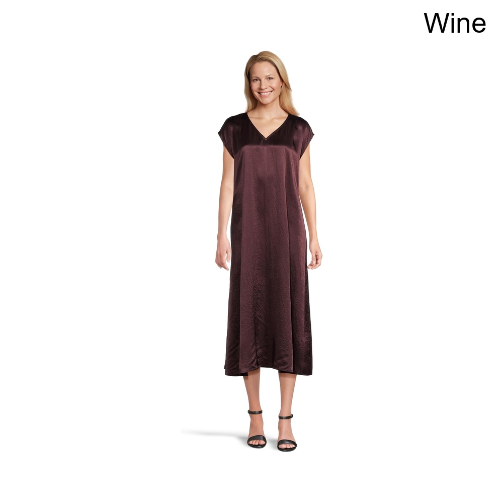 (取寄) イーリー・フィッシャー テクスチャードサテンVネックドレス eileen fisher Textured Satin V-neck Dress｜ジェットラグ店