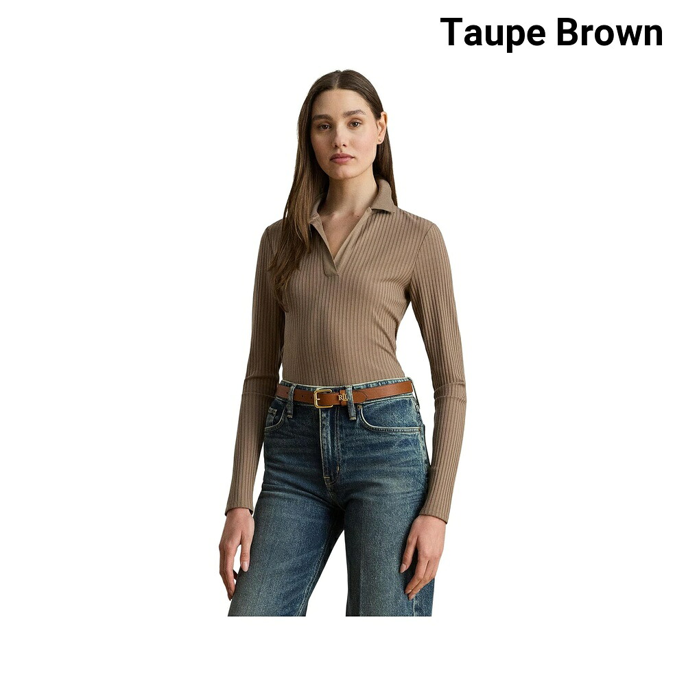 (取寄) ラルフ・ローレン リブニットロングスリーブポロトップ lauren ralph lauren Rib-Knit Long-Sleeve Polo Top｜ジェットラグ店 8,498円