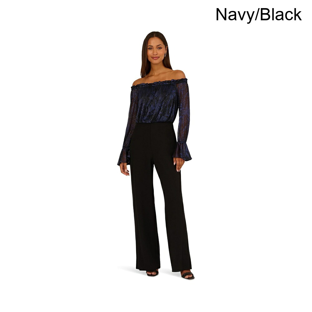 (取寄) アドリアナ・パペル クリンクルクレープジャンプスーツ adrianna papell Crinkle Crepe Jumpsuit｜ジェットラグ店