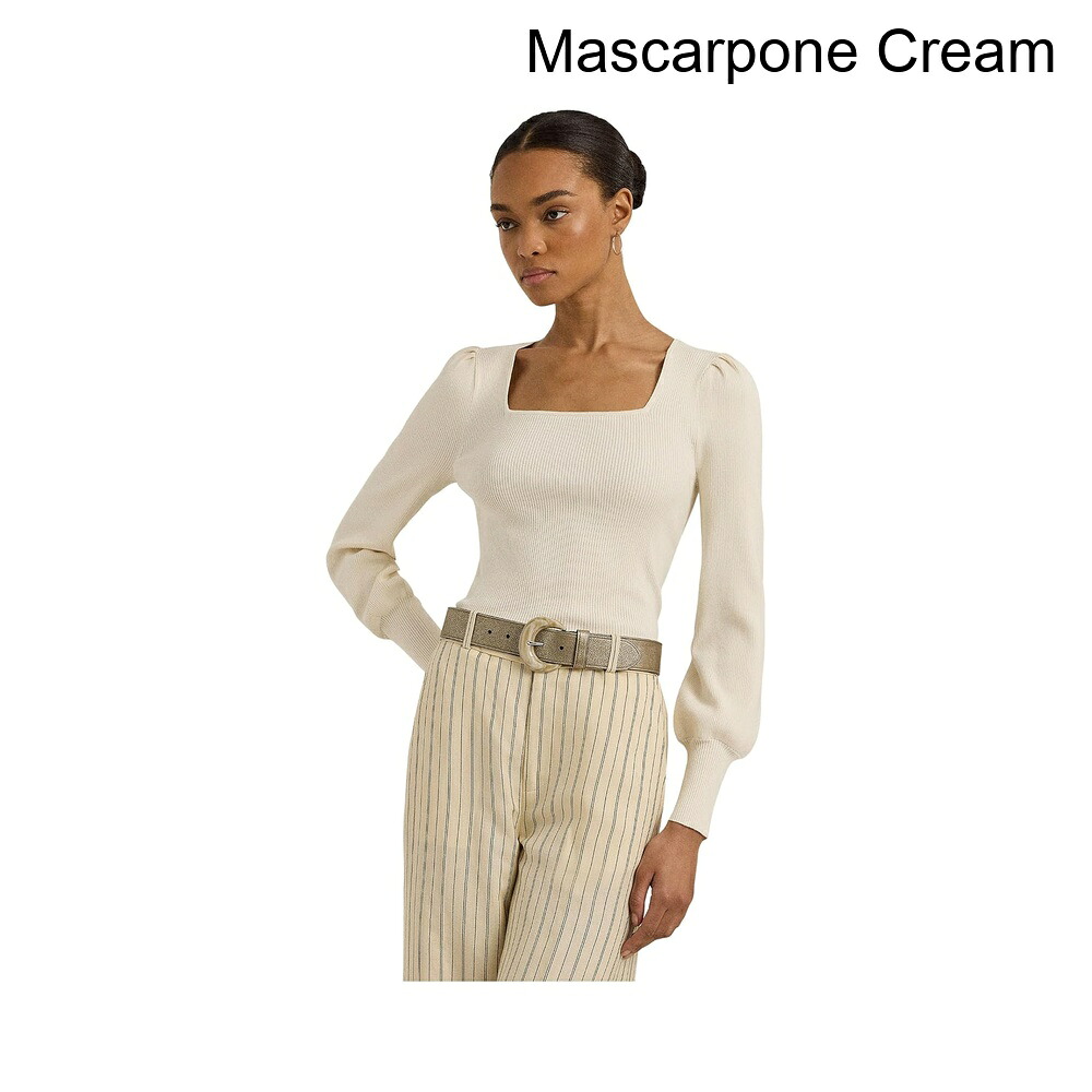 (取寄) ラルフ・ローレン リブニットパフスリーブセーター lauren ralph lauren Rib-Knit Puff-Sleeve Sweater｜ジェットラグ店