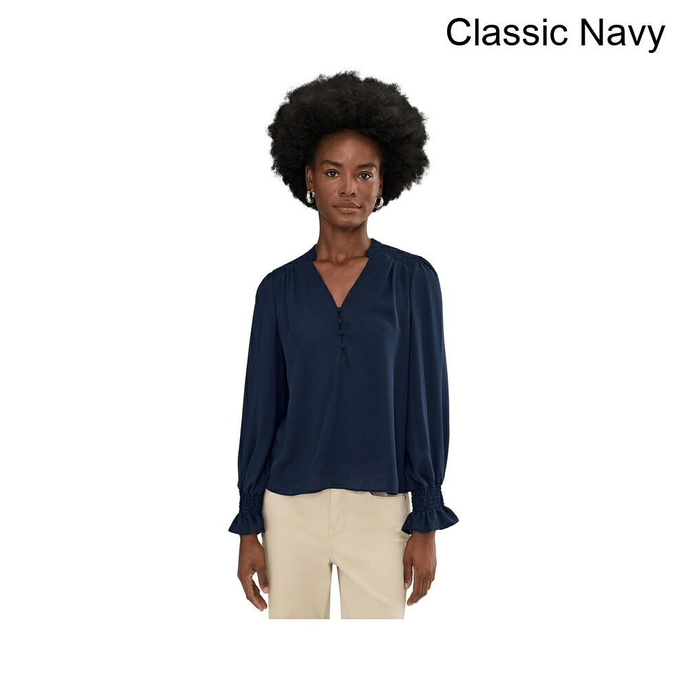 (取寄) セセ ロングスリーブハーフプラケットスモックトップ cece Long Sleeve Half Placket Smocked Top｜ジェットラグ店