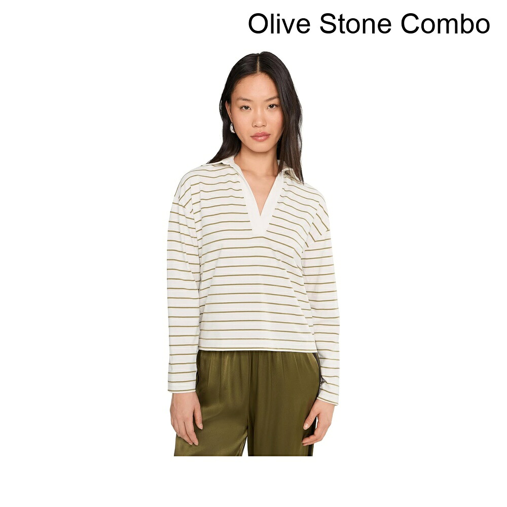 (取寄) ヴィンス ストライプイージーロングスリーブポロ vince Striped Easy Long Sleeve Polo｜ジェットラグ店