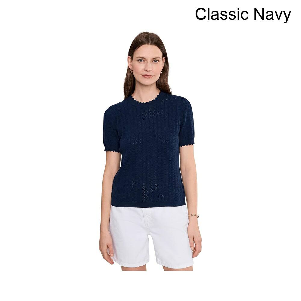 (取寄) セセ ポイントエルスカロップクルーネックセーター cece Pointelle Scallop Crew Neck Sweater|ジェットラグ店