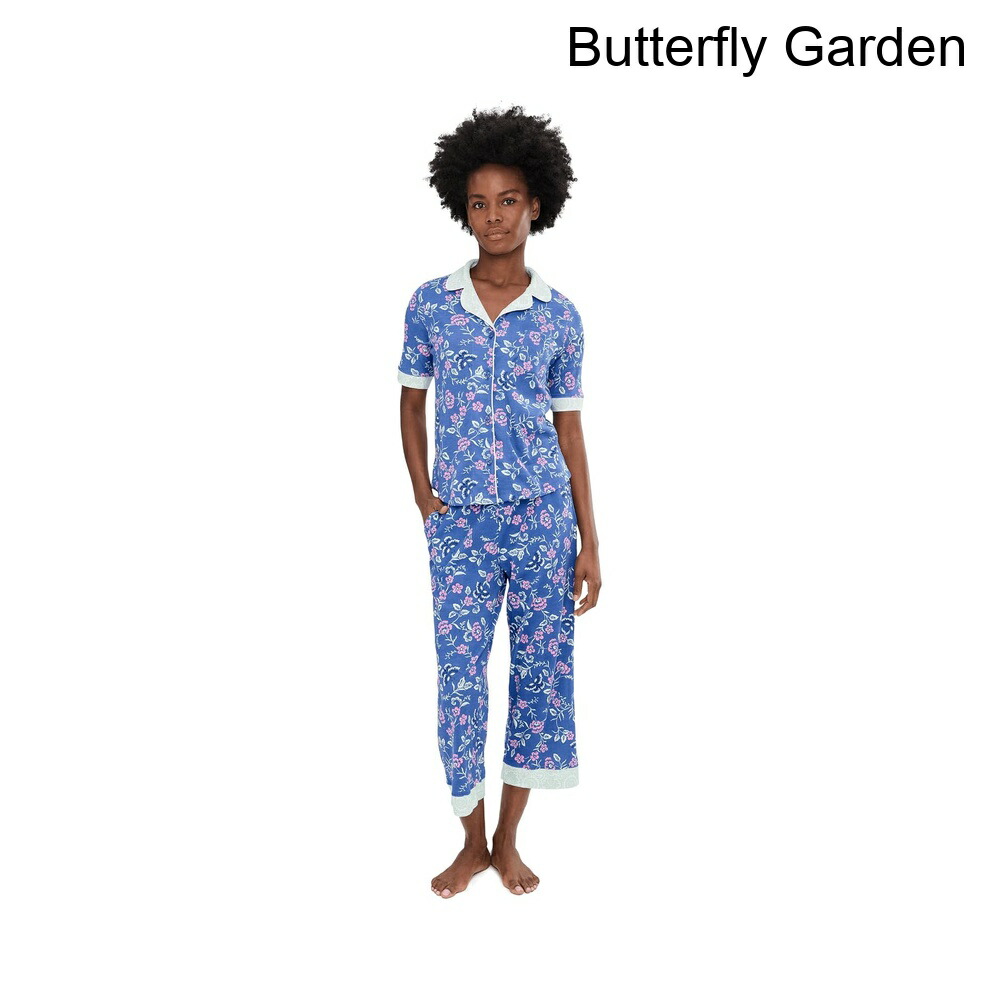 (取寄) カレン・ニューバーガー プチエルボースリーブカプリパジャマセット karen neuburger Petite Elbow Sleeve Capri Pajama Set｜ジェットラグ店