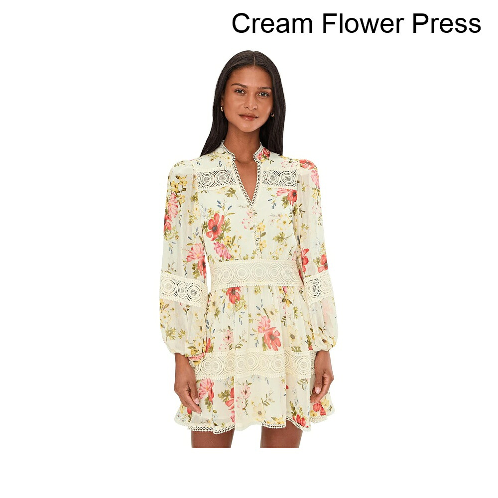 (取寄) アヴェック・レ・フィーユ 長袖レースディテールミニドレス avec les filles Long Sleeve Lace Detail Mini Dress｜ジェットラグ店
