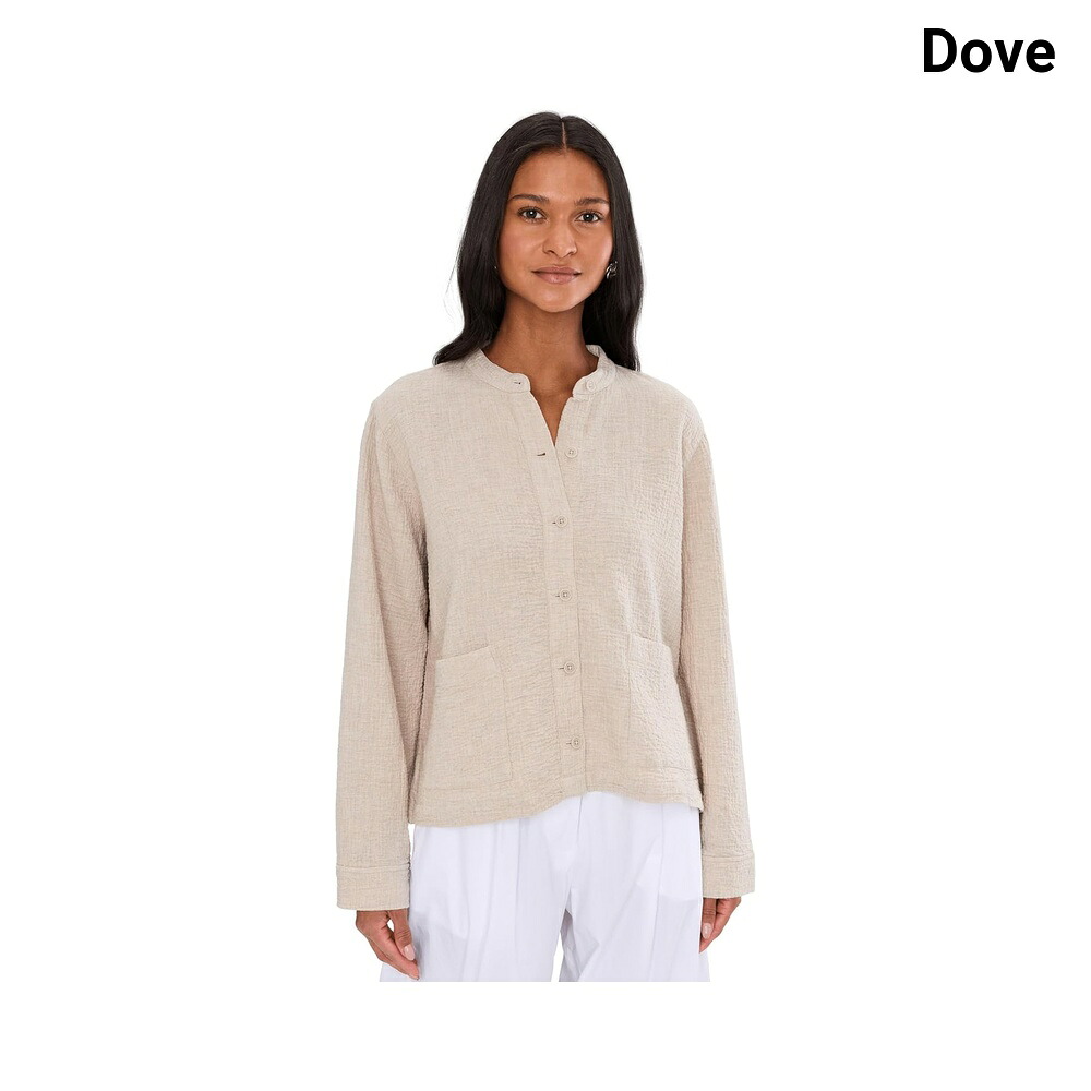 (取寄) イーリー・フィッシャー オーガニックコットンダブルウィーブマンダリンカラージャケット eileen fisher Organic Cotton Doubleweave Mandarin Collar Jacket｜ジェットラグ店
