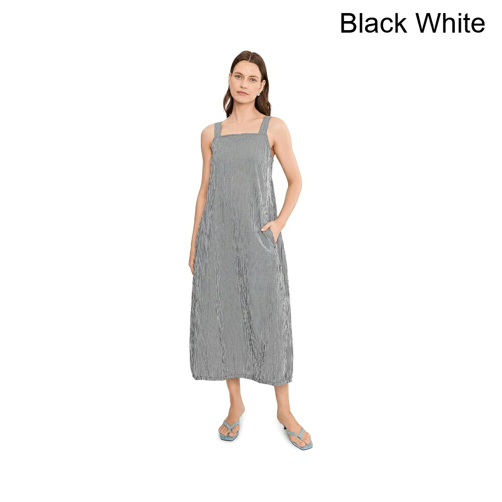 (取寄) イーリー・フィッシャー オーガニックコットンパッカーチェックランタンドレス eileen fisher Organic Cotton Pucker Check Lantern Dress｜ジェットラグ店