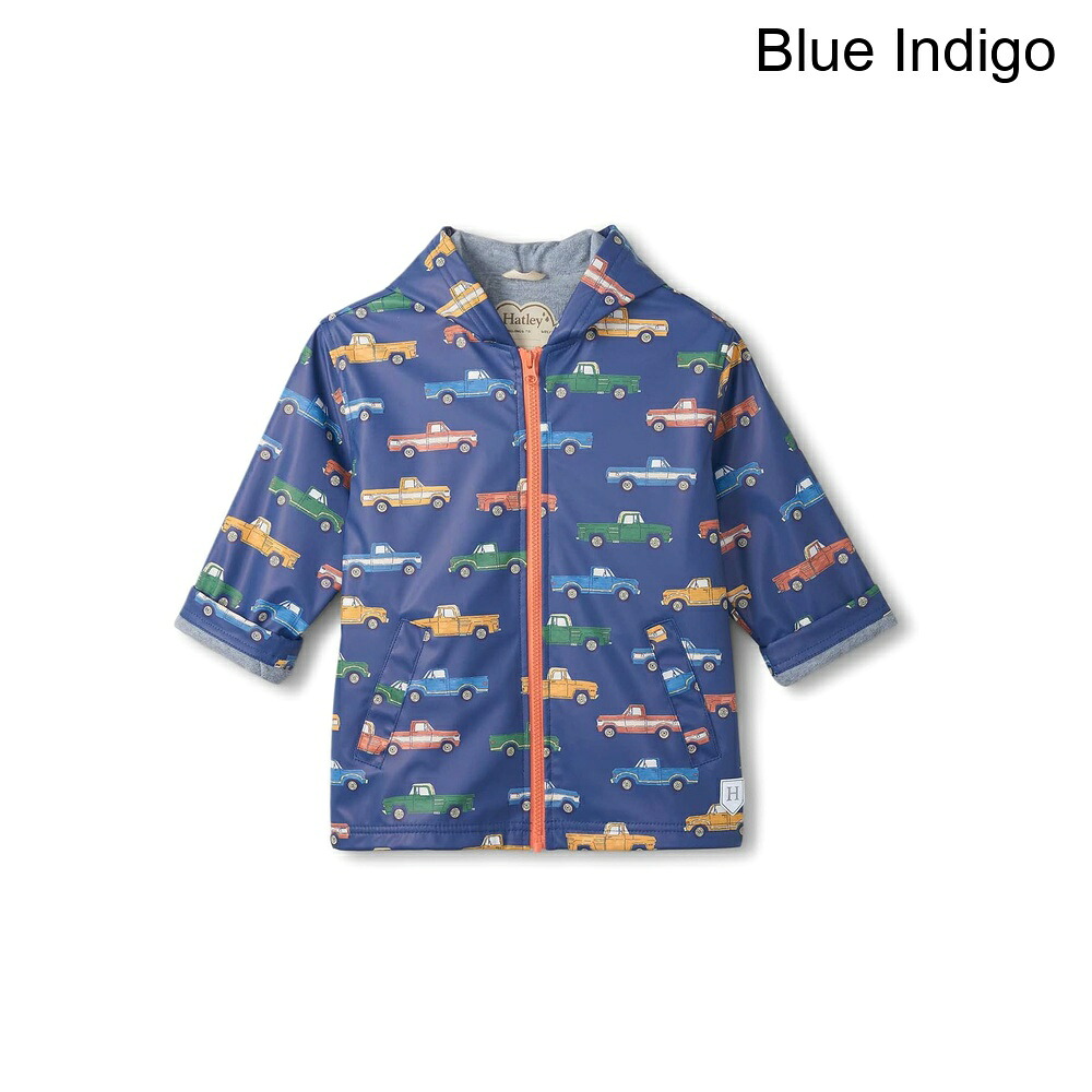 (取寄) ハトリー トラックスジップアップレインジャケット（幼児/リトルキッズ/ビッグキッズ） hatley Trucks Zip-up Rain Jacket (Toddler/Little Kid/Big Kid)｜ジェットラグ店