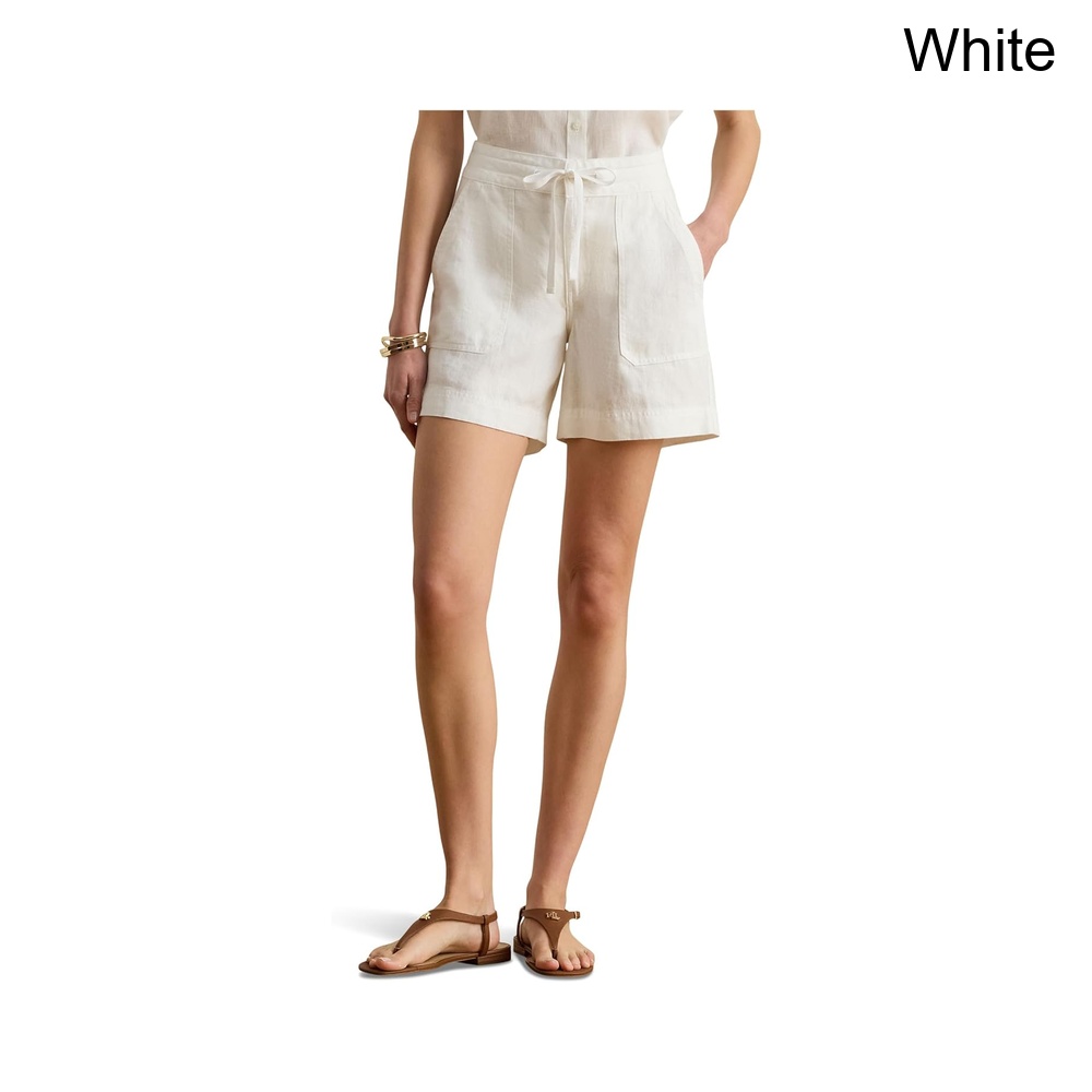 (取寄) ラルフ・ローレン リネンワイドレッグドローカードショーツ lauren ralph lauren Linen Wide-Leg Drawcord Shorts｜ジェットラグ店