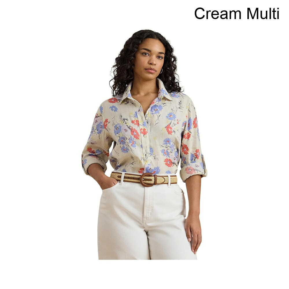(取寄) ラルフ・ローレン プラスサイズリラックスフィットフローラルリネンシャツ lauren ralph lauren Plus Size Relaxed Fit Floral Linen Shirt|ジェットラグ店