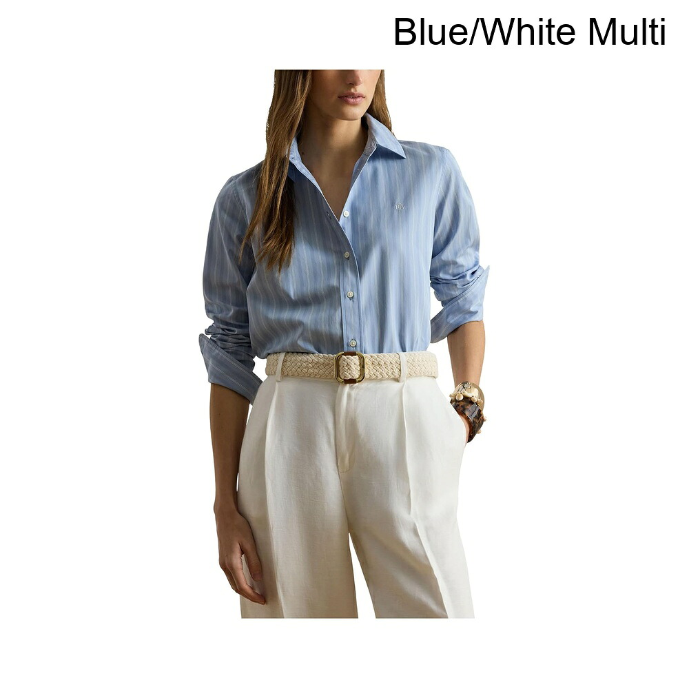 (取寄) ラルフ・ローレン プチクラシックフィットストライプブロードクロスシャツ lauren ralph lauren Petite Classic Fit Striped Broadcloth Shirt｜ジェットラグ店