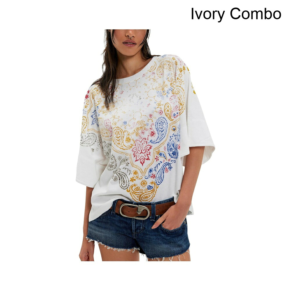(取寄) フリーピープル ヘアロームプリンテッドTシャツ free people Heirloom Printed Tee|ジェットラグ店