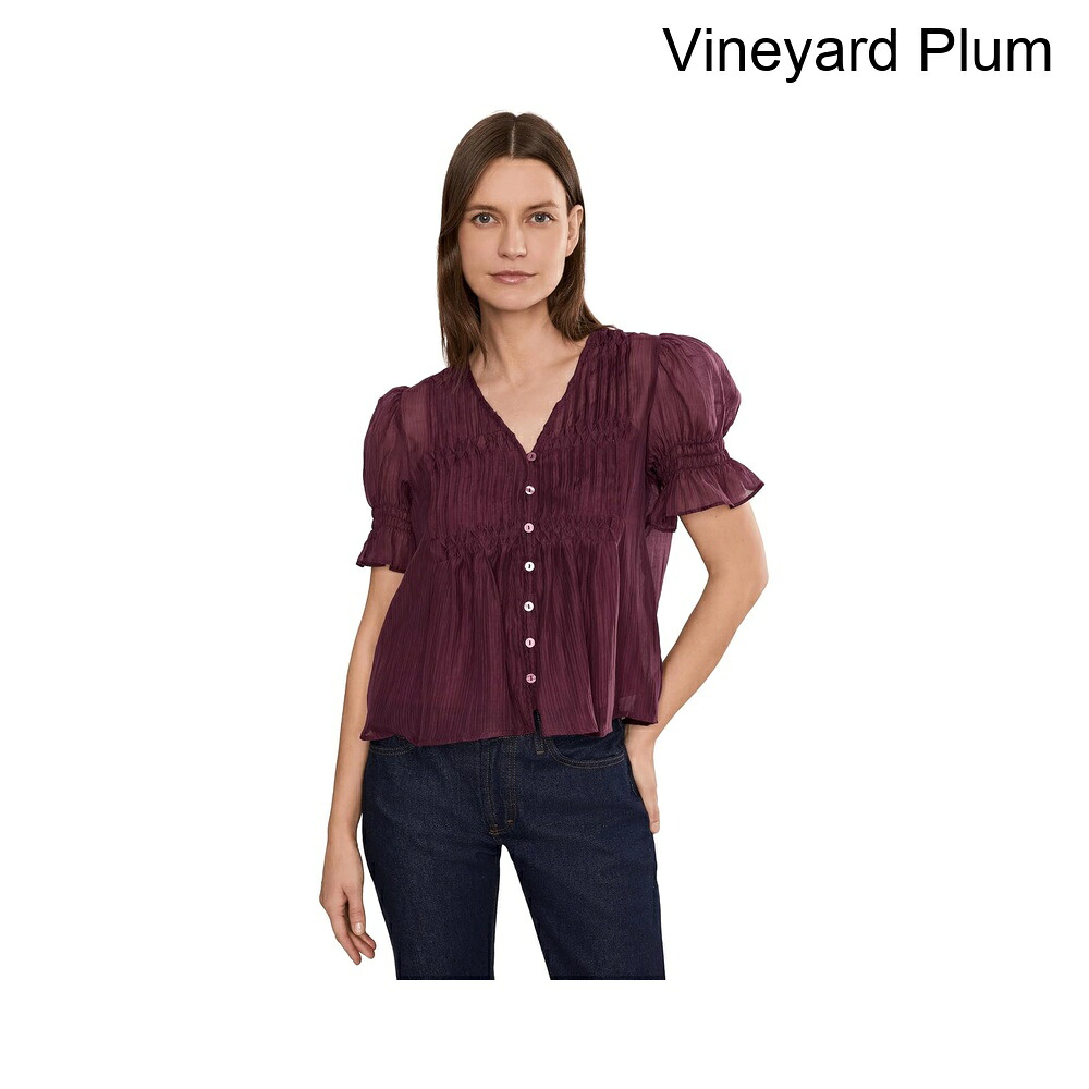 (取寄) ヴィンス・カムート ピンタックパフスリーブVネック vince camuto Pintuck Puff Sleeve V-Neck｜ジェットラグ店