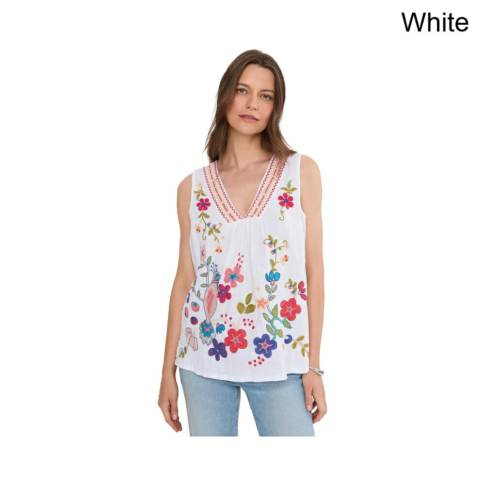 (取寄) ジョニー・ワズ Vネックシアードリネンタンク - エストレラ johnny was V-neck Shirred Linen Tank - Estrella|ジェットラグ店