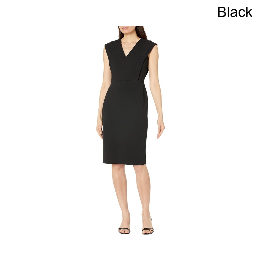 (取寄) カルバン・クライン Vネックスキューバクレープシース calvin klein V-Neck Scuba Crepe Sheath｜ジェットラグ店